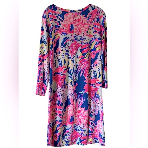 Lilly Pulitzer T Shirt Dress w/three quarter sleeves. - Picture 3 of 4